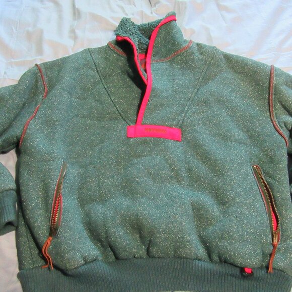 Mens Vtg Powderhorn Mountaineering 1/4 Button Fleece Sweater Jacket Sz L - Picture 1 of 11